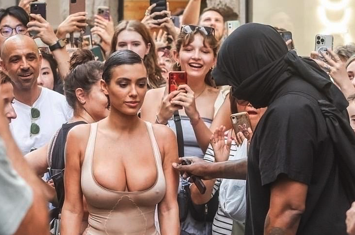 Kanye’s Wife is Falling Out of Her Shirt in an Italian Street Shoot